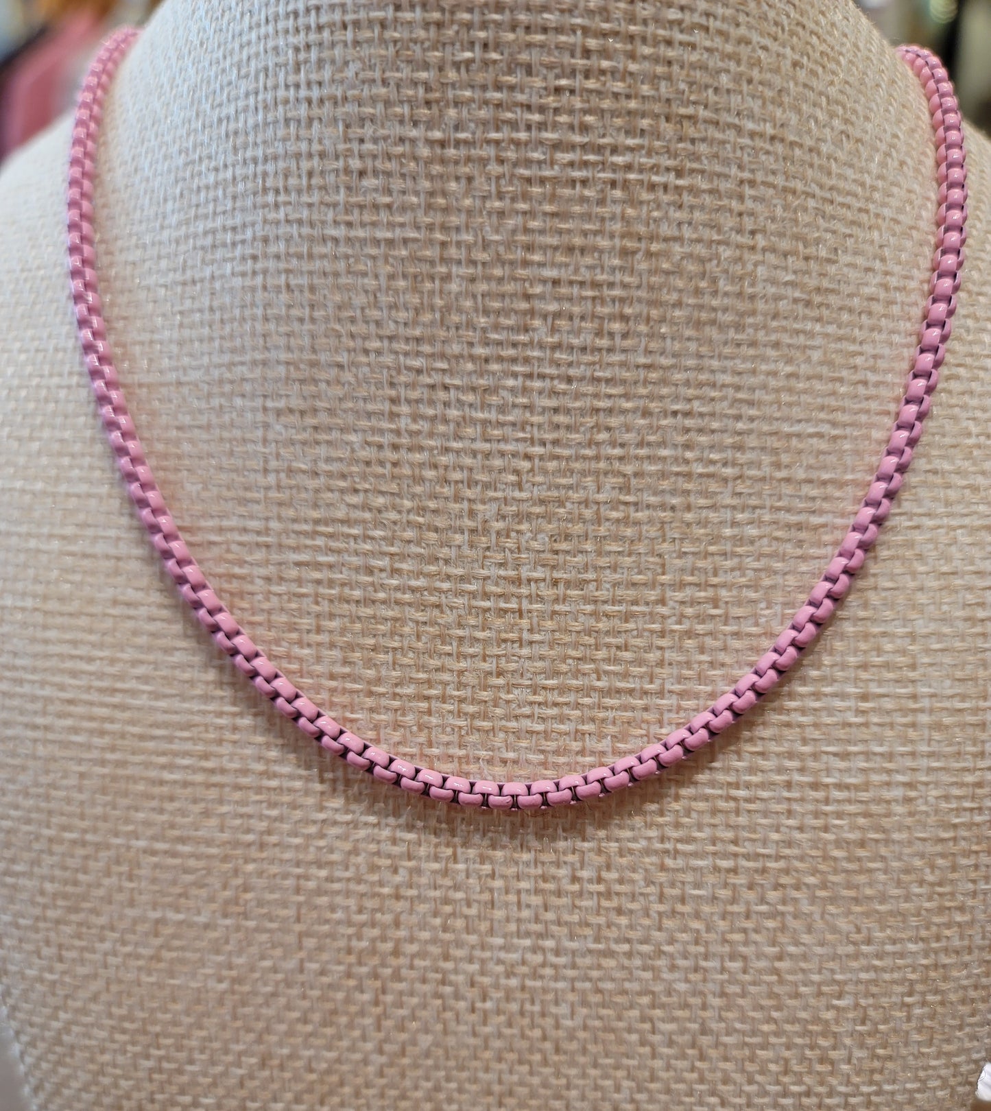 18 INCH ENAMEL BOX CHAIN NECKLACE - 2 COLORS
