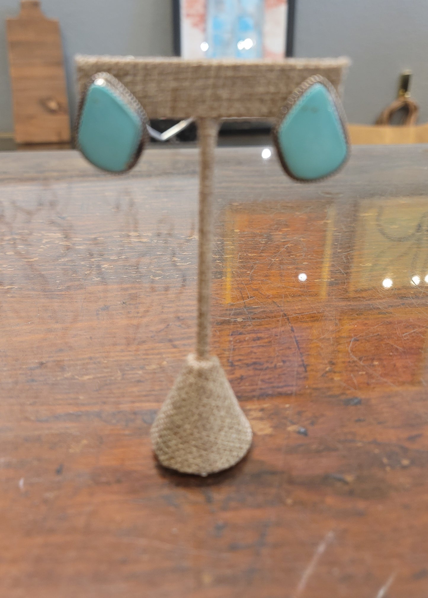STERLING AND TURQUOISE DONOVAN NEZ EARRINGS