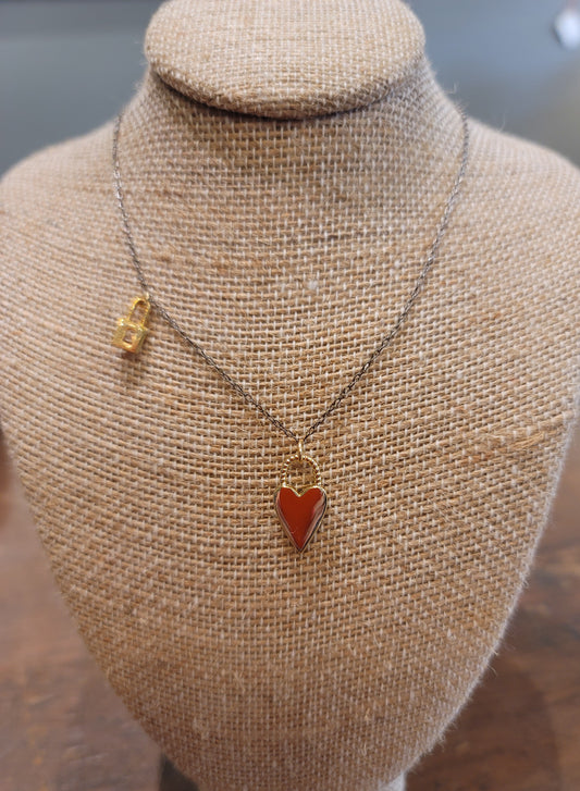 GOLD HEART NECKLACE WITH LOCK