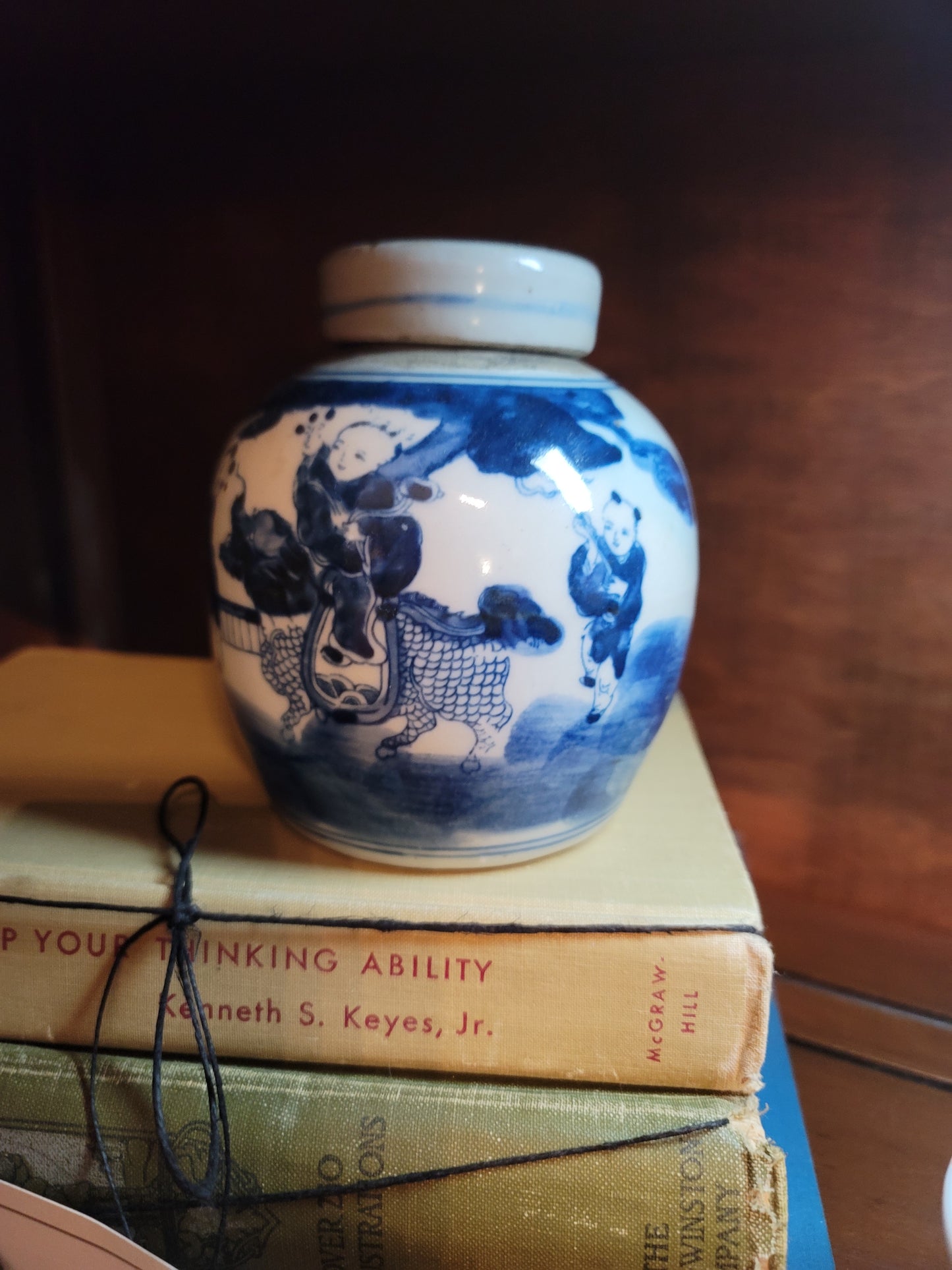 SMALL BLUE AND WHITE GINGER JAR