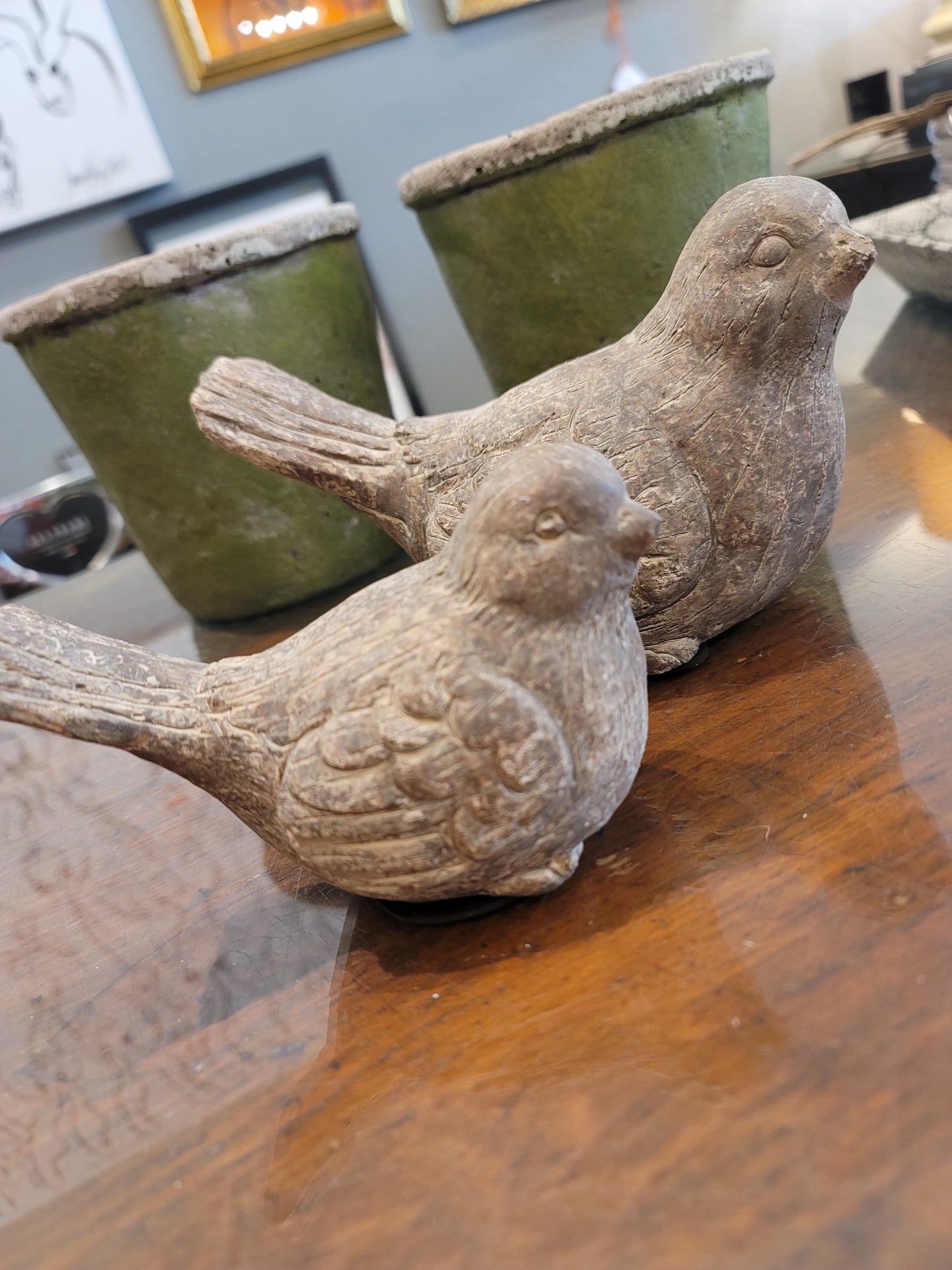 SET OF CEMENT BIRDS