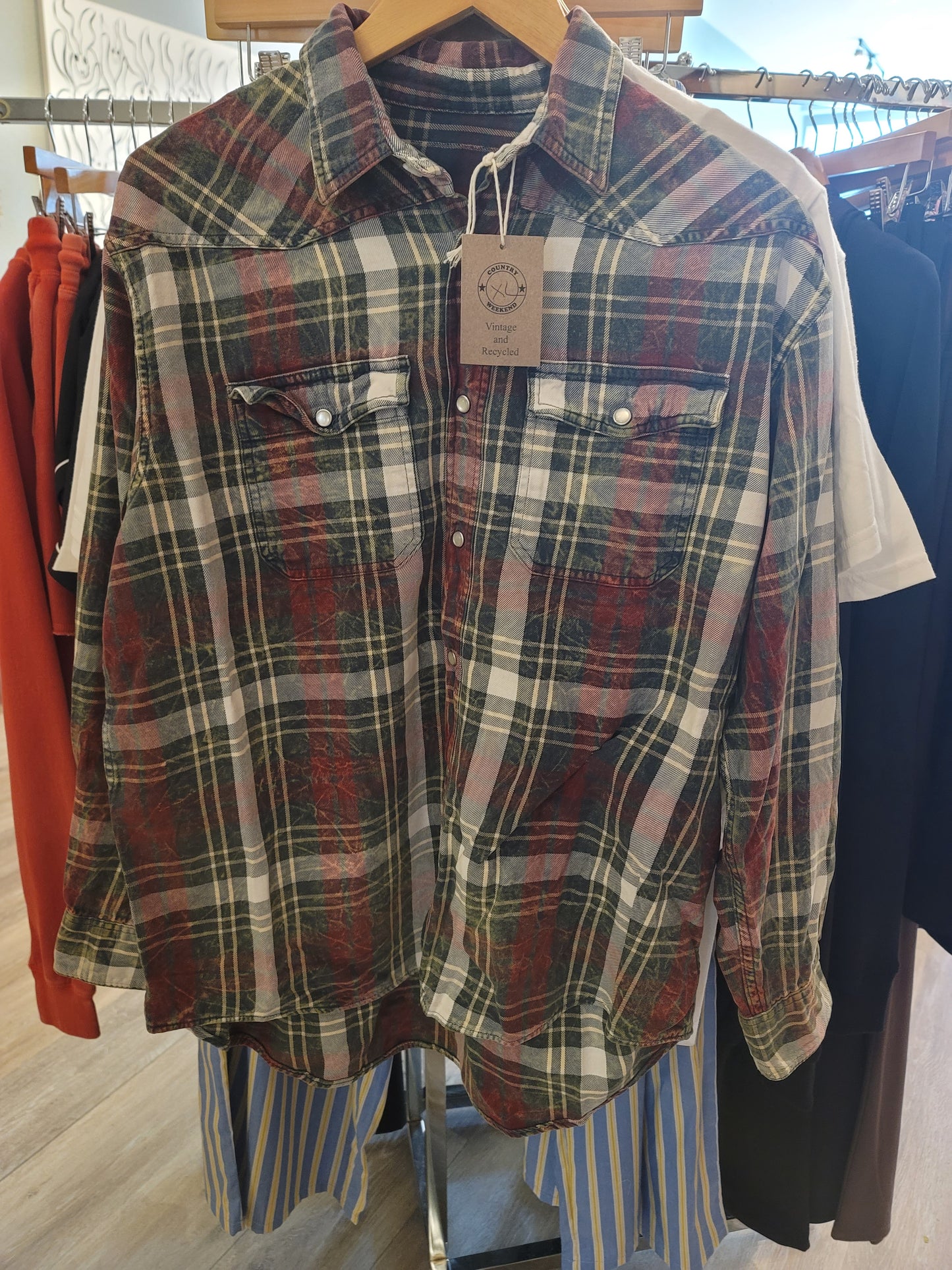 VINTAGE RECYCLED PEARL SNAP FLANNELS LONG SLEEVE