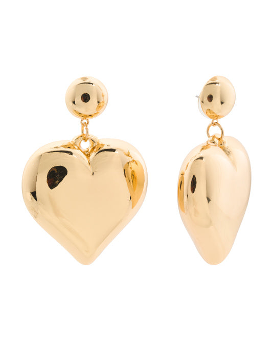 PUFF HEART GOLD EARRINGS